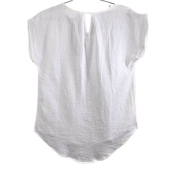 Olive & Oak Gauze Oversized Short Sleeve New 100% Cotton White Top - Picture 5 of 6